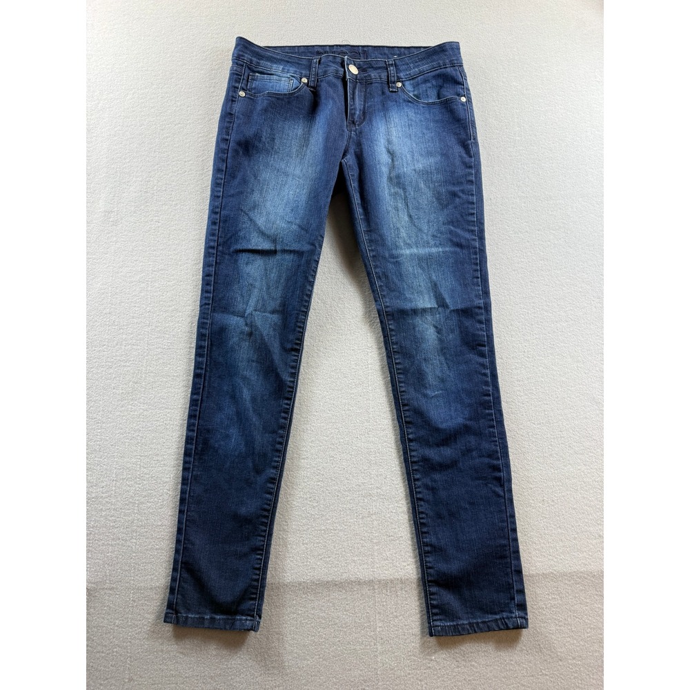 rue21 Jeans Women 7/8 Blue Super Skinny Mid Rise Denim 32x31 Dark Rinse Stretch1
